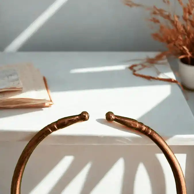 Pure Copper Adjustable Kada For Unisex (Round Shape, Copper Made, Weight 75 GM)