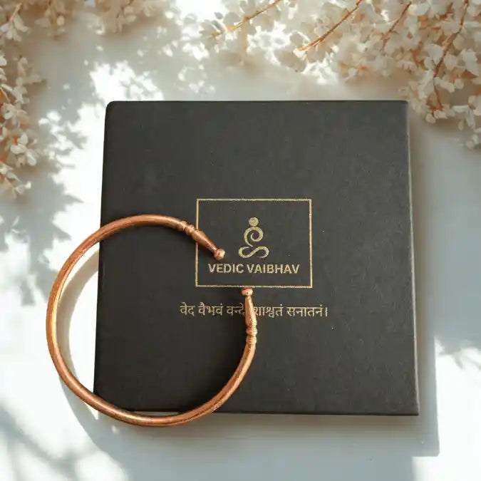 Pure Copper Adjustable Kada For Unisex (Round Shape, Copper Made, Weight 75 GM)