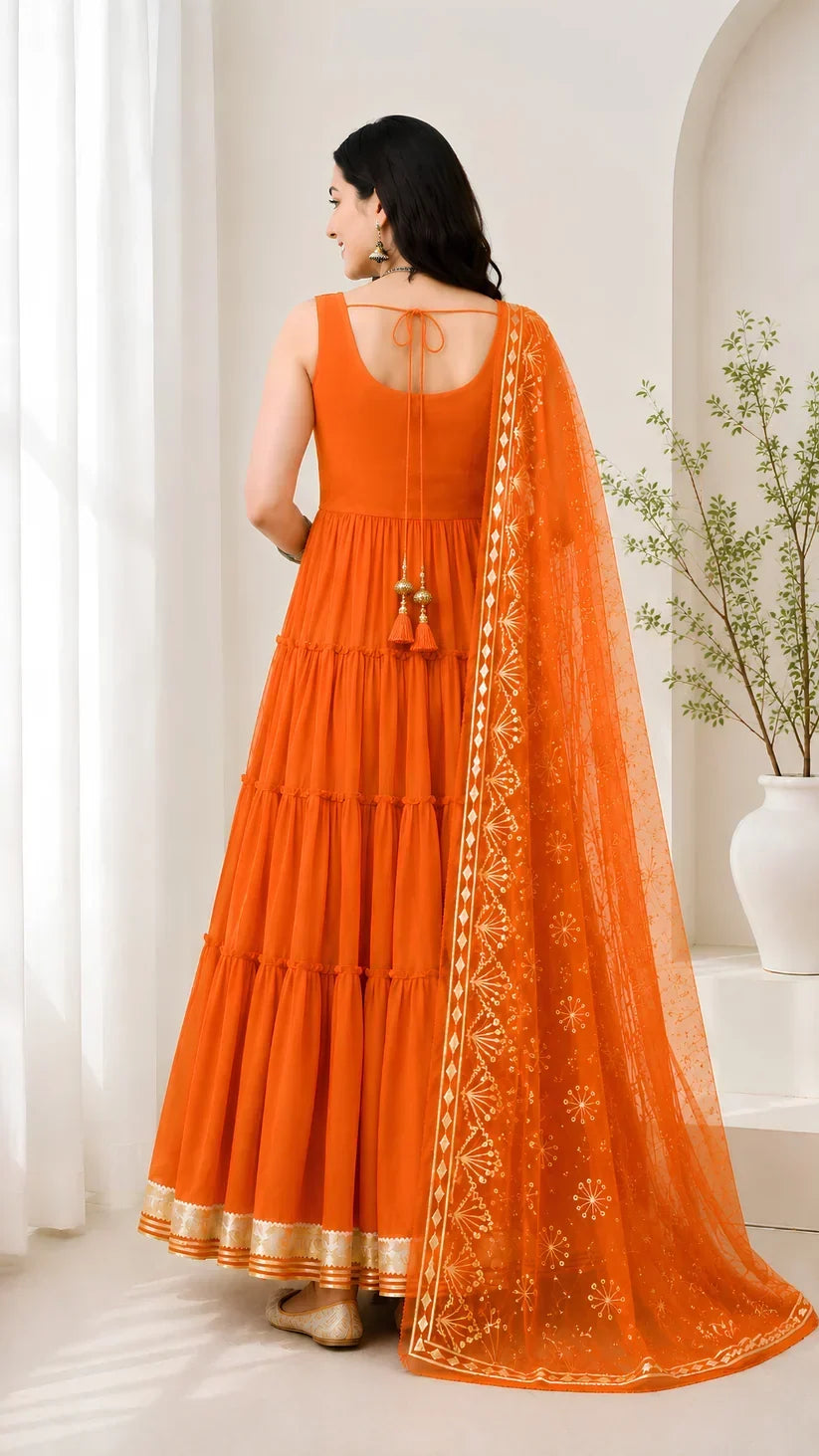 Women’s Elegant Long Kurta & Embroidered Dupatta Set