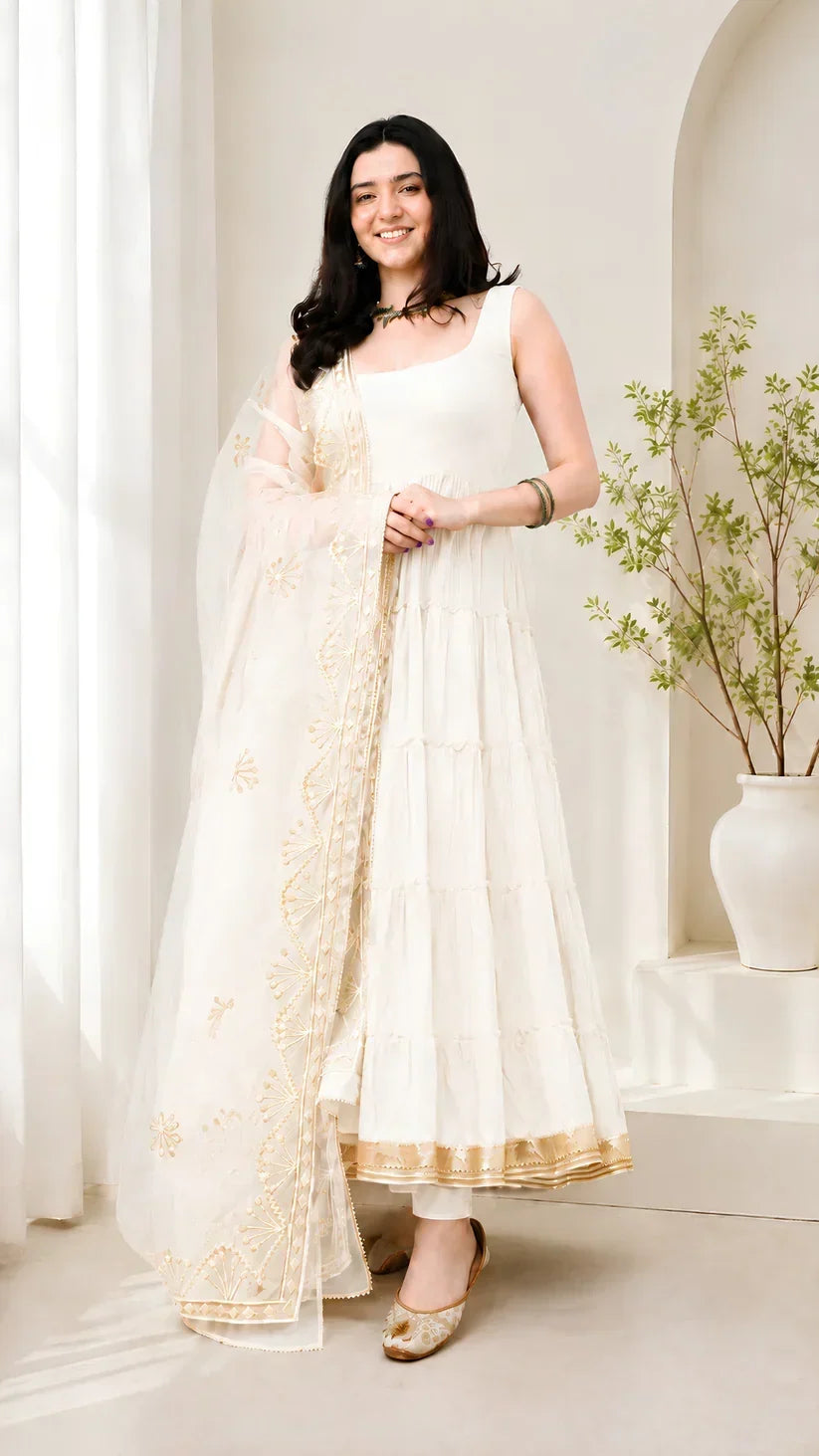 Women’s Elegant Long Kurta & Embroidered Dupatta Set