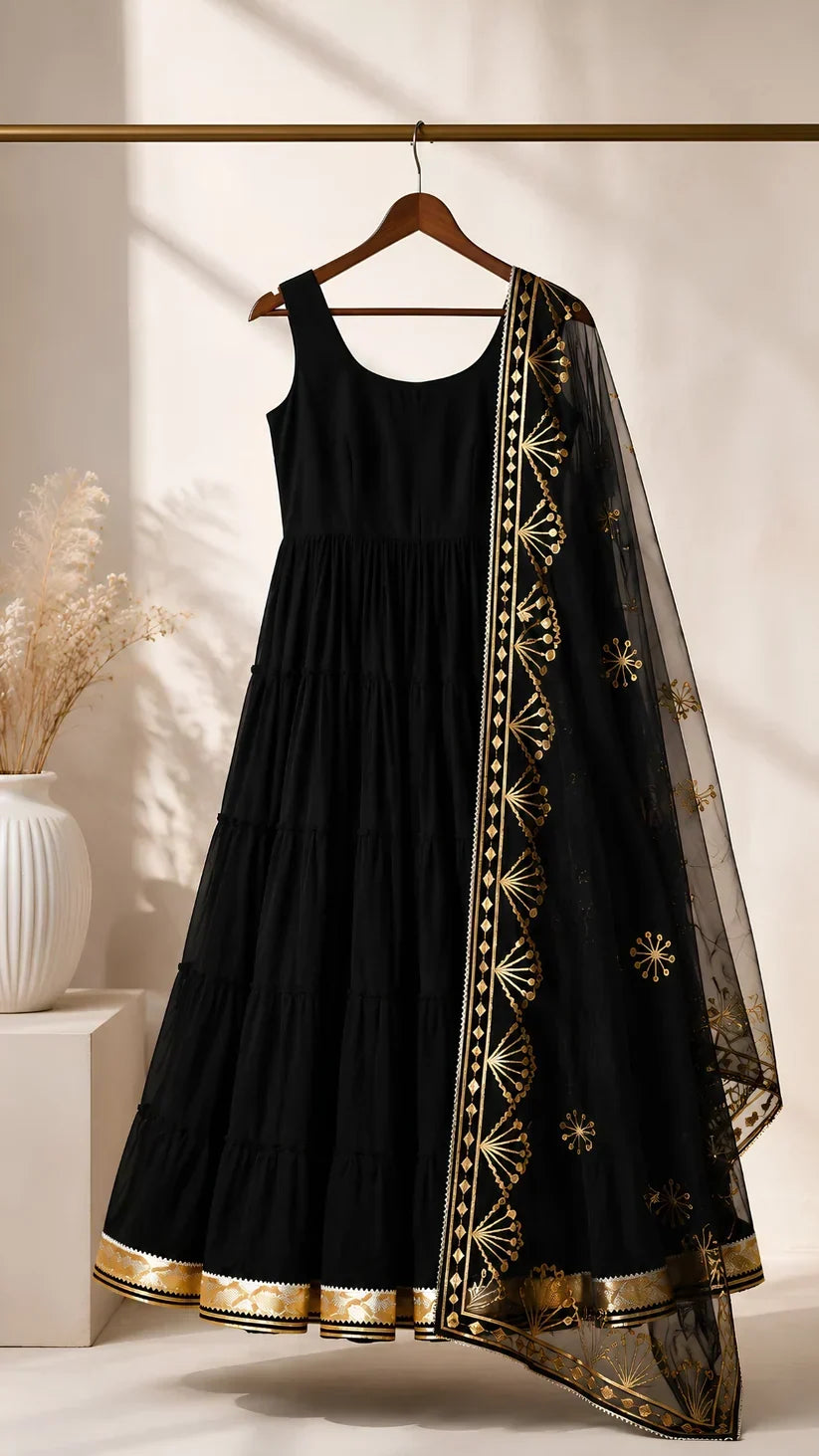 Women’s Elegant Long Kurta & Embroidered Dupatta Set