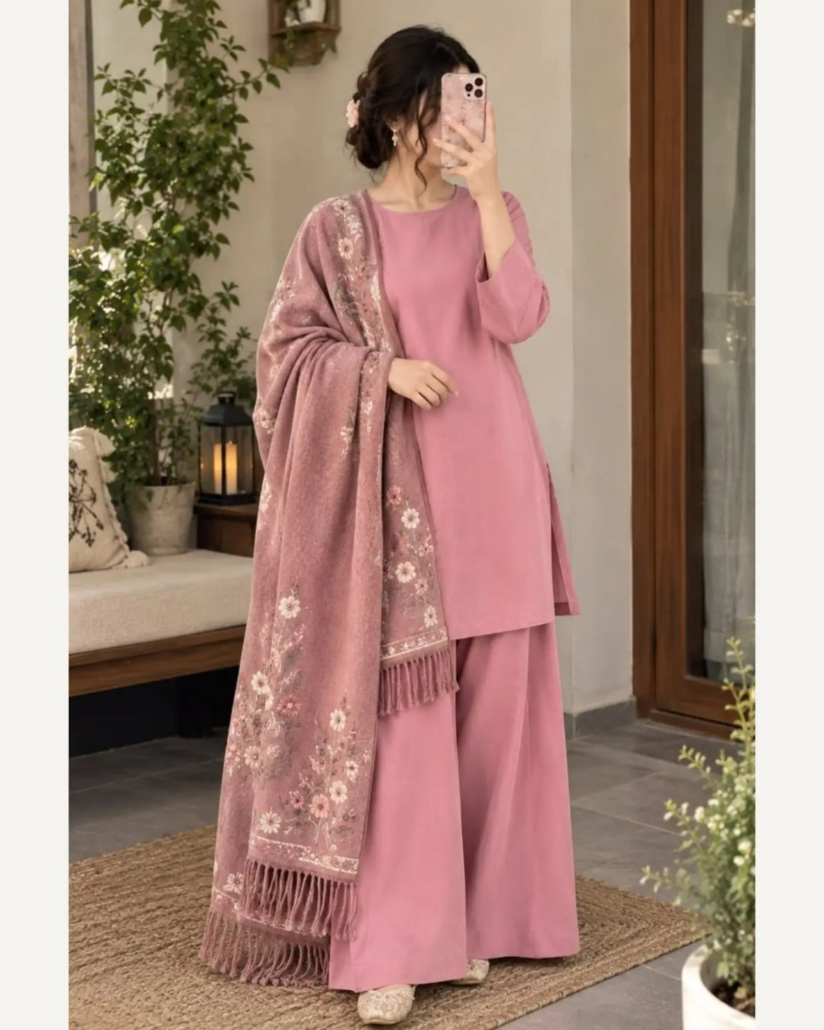 Women’s Elegant Long Kurta & Embroidered Dupatta Set