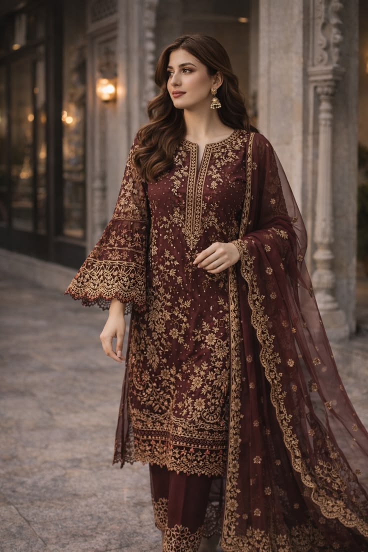 Women’s Elegant Long Kurta & Embroidered Dupatta Set