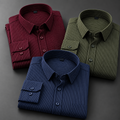 Pack of 3 Men's Fine Pinstripe Shirts – Burgundy, Green & Navy