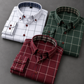 Pack of 3 Men's Checked Shirts – White, Green & Burgundy