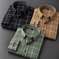 Pack of 3 Men's Windowpane Check Shirts – Black, Tan & Sage