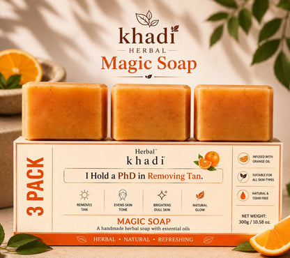 Khadi Herbal Magic Detan Soap – 300g (Pack of 3)