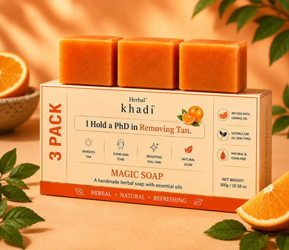Khadi Herbal Magic Detan Soap – 300g (Pack of 3)