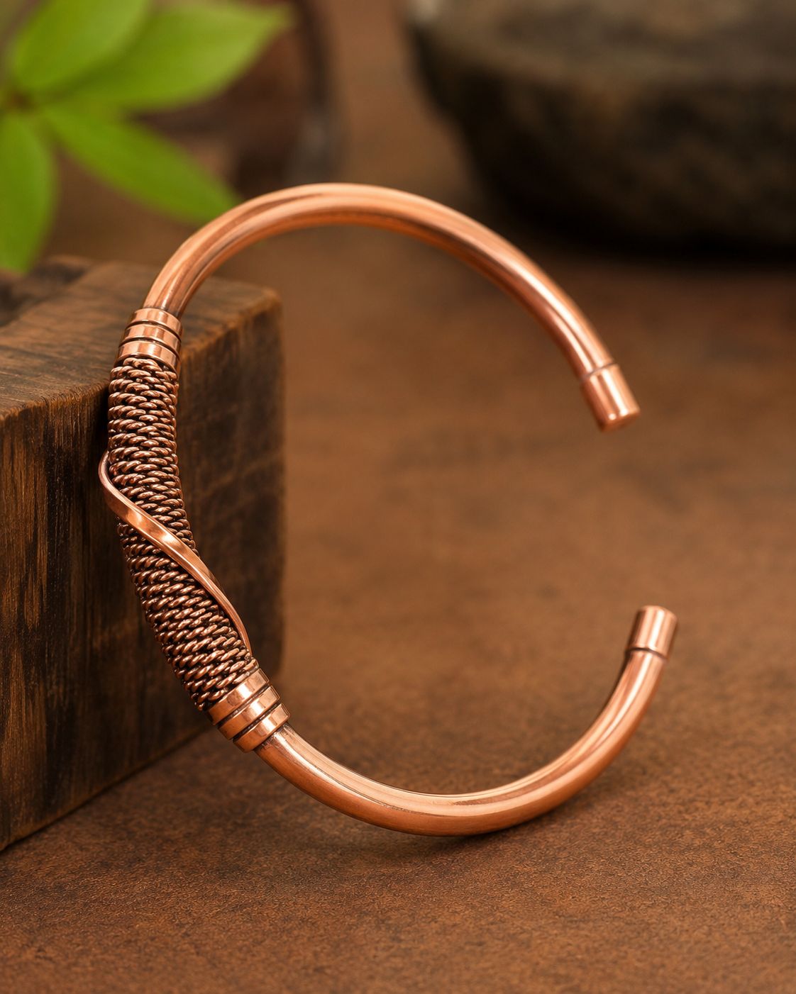 Handcrafted Copper Cuff with Woven Design Protection Bracelet Buy 1 Get 1 Free