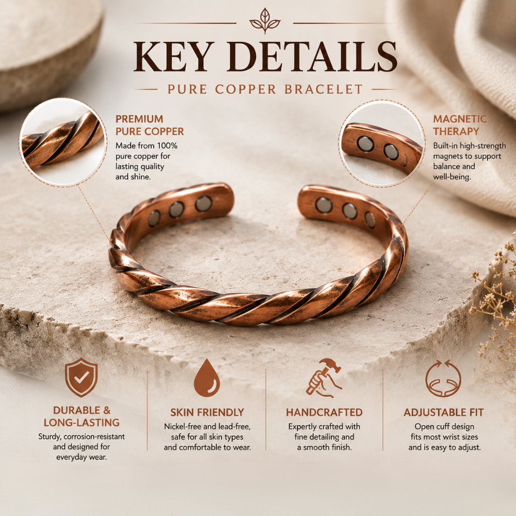 Handcrafted Copper Flow Bracelet for men and women Buy 1 Get 1 Free