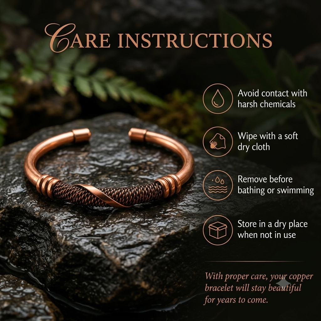 Handcrafted Copper Cuff with Woven Design Protection Bracelet Buy 1 Get 1 Free