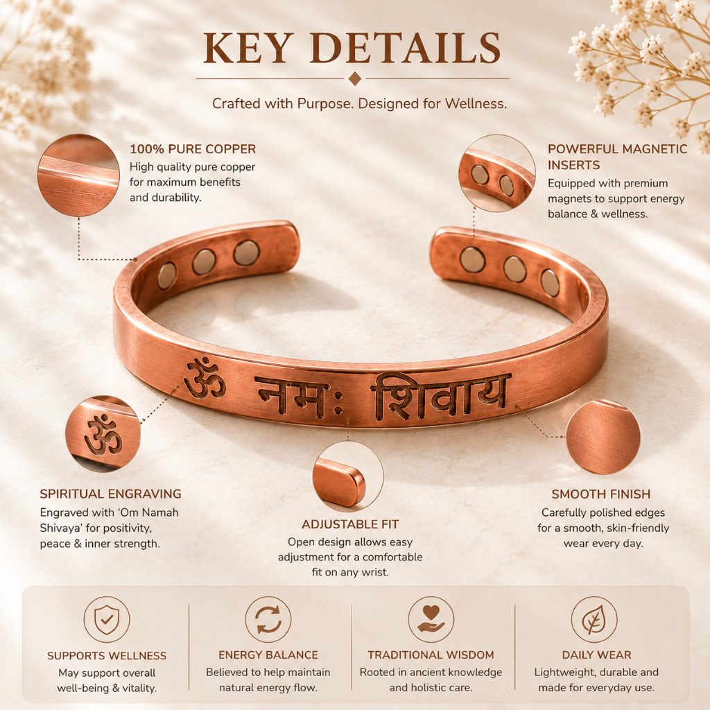 Handcrafted Om Namah Shivaya Copper Bracelet Buy 1 Get 1 Free