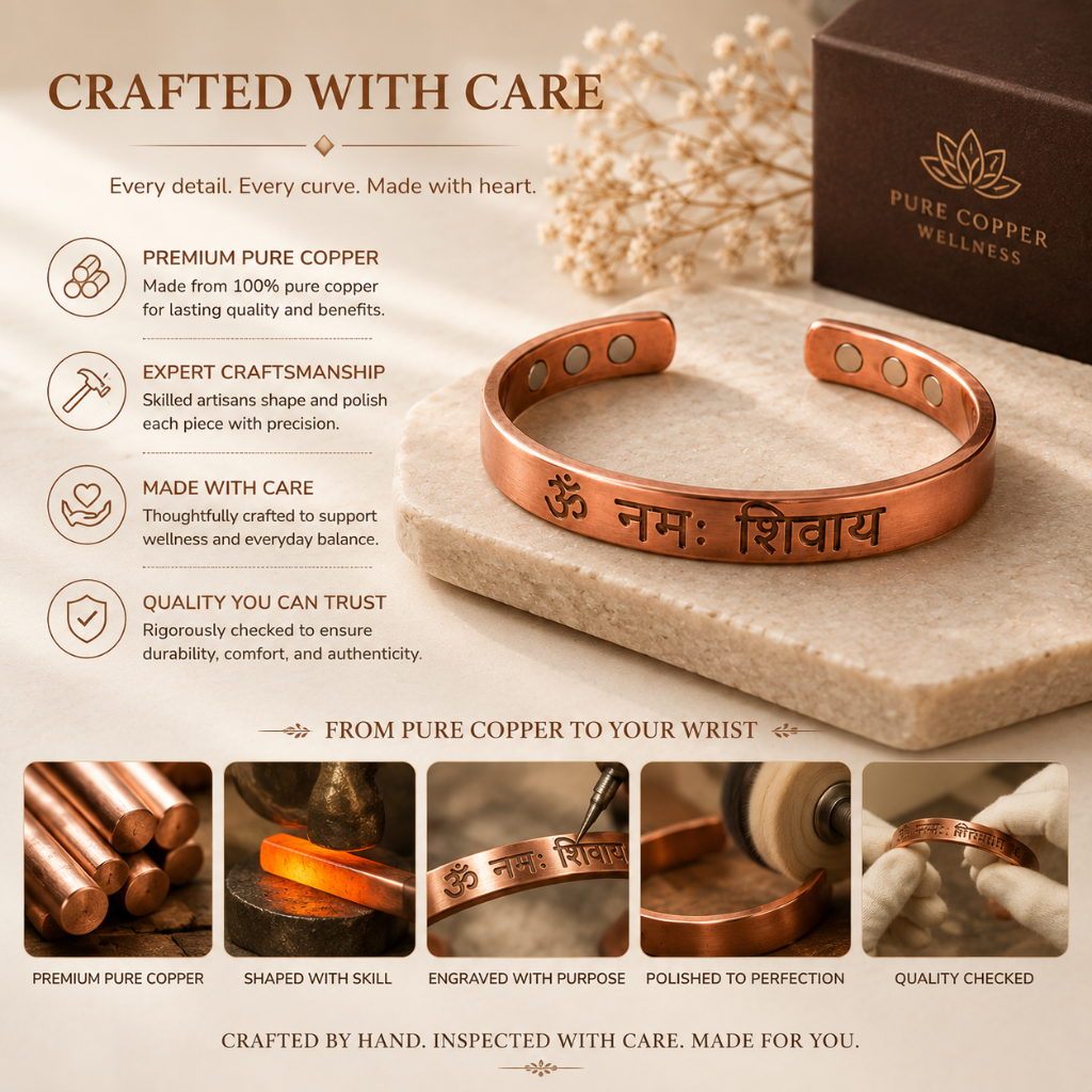 Handcrafted Om Namah Shivaya Copper Bracelet Buy 1 Get 1 Free