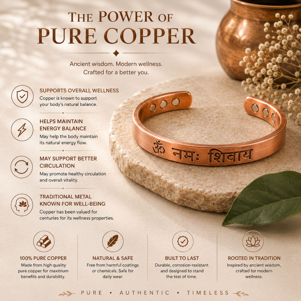 Handcrafted Om Namah Shivaya Copper Bracelet Buy 1 Get 1 Free