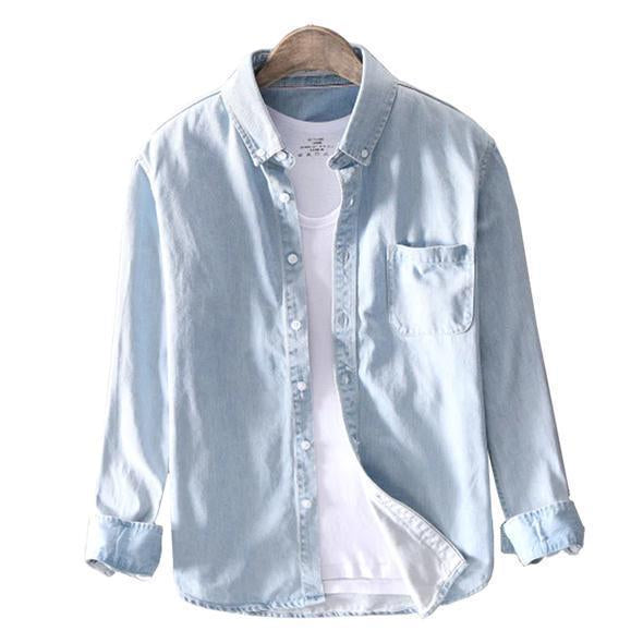 Combo Of Solid Long Sleeve Tops Man High Quality Blue Shirt