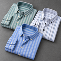 Men's Striped Shirt Combo – Pack of 3 | Green, Blue & White | Versatile Full-Sleeve Casual Shirts