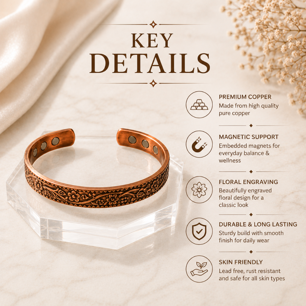 Handcrafted Copper Blossom Bracelet for men and women Buy 1 Get 1 Free