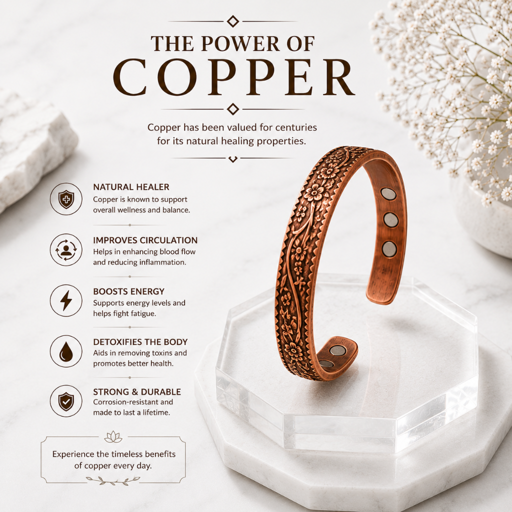 Handcrafted Copper Blossom Bracelet for men and women Buy 1 Get 1 Free